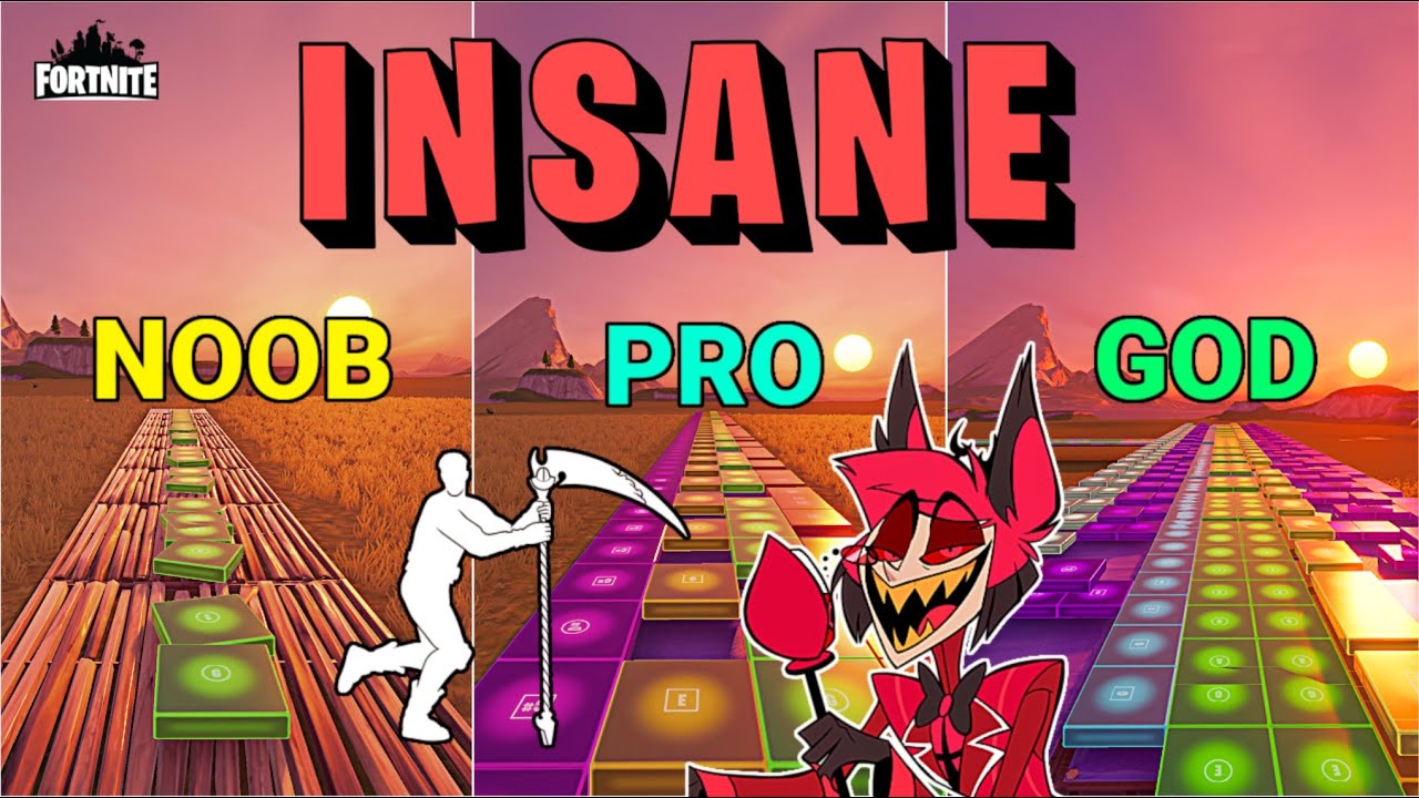 [A Hazbin Hotel] - INSANE - Noob vs Pro vs God (Fortnite Music Blocks)