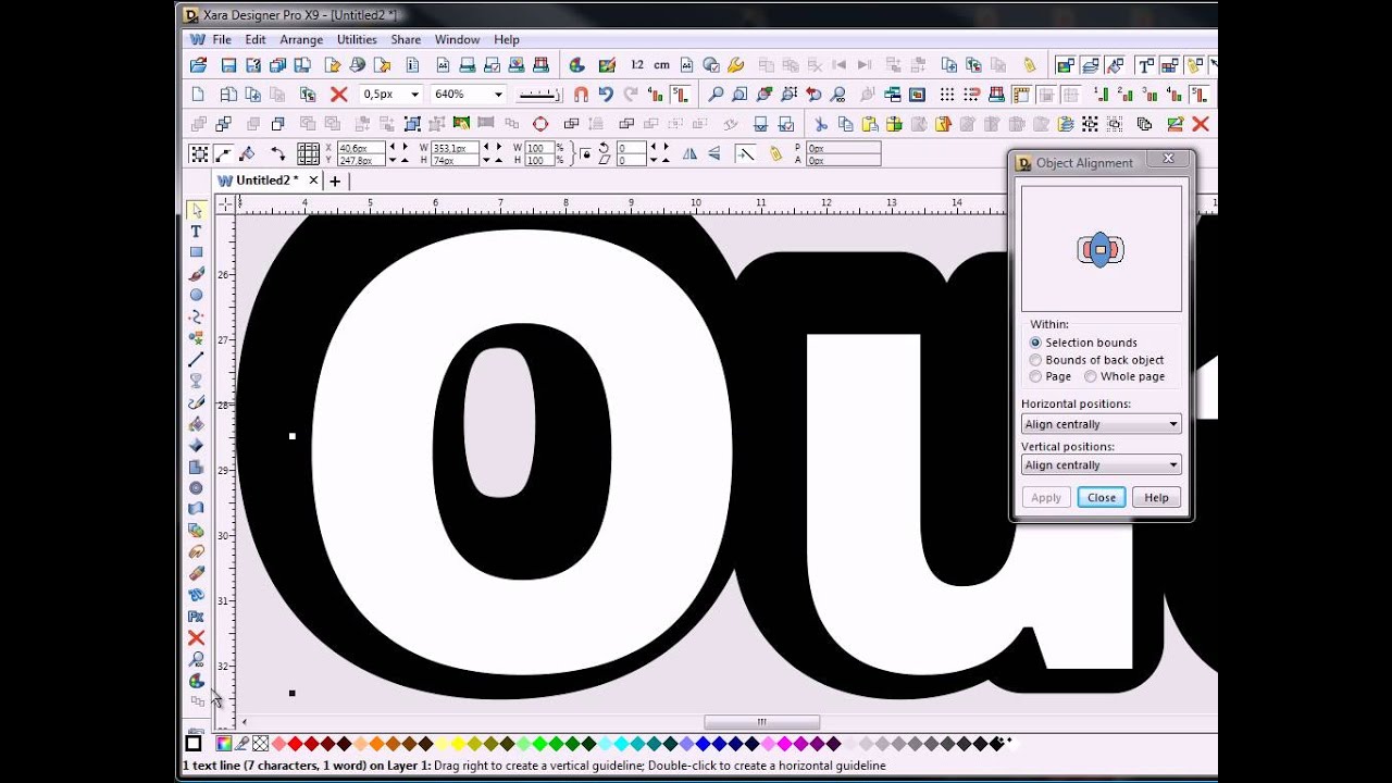 Xara Designer - Putting a Stroke or Line Outside a Text Object