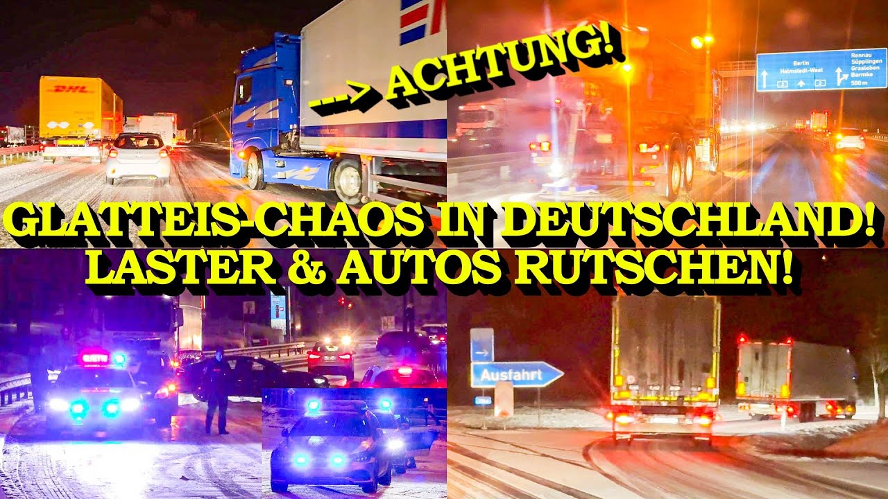 +++ GLATTEIS-CHAOS IN DEUTSCHLAND +++ LASTWAGEN RUTSCHEN AUF DER AUTOBAHN | SCHNEE GEFRIERT FEST
