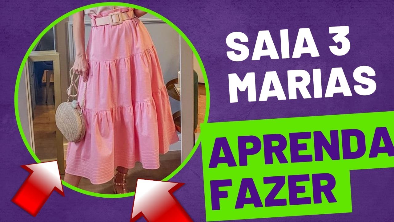 Como fazer saia 3 marias - com 3 retângulos! E pode virar vestido! Faça em 2 horas