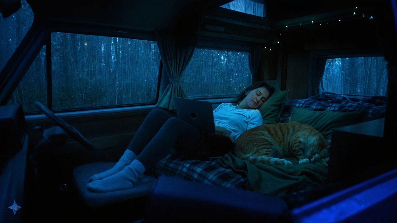 Rainy Night in a Cozy Van – Sleeping Beauty with Gentle Thunder for Deep Rest