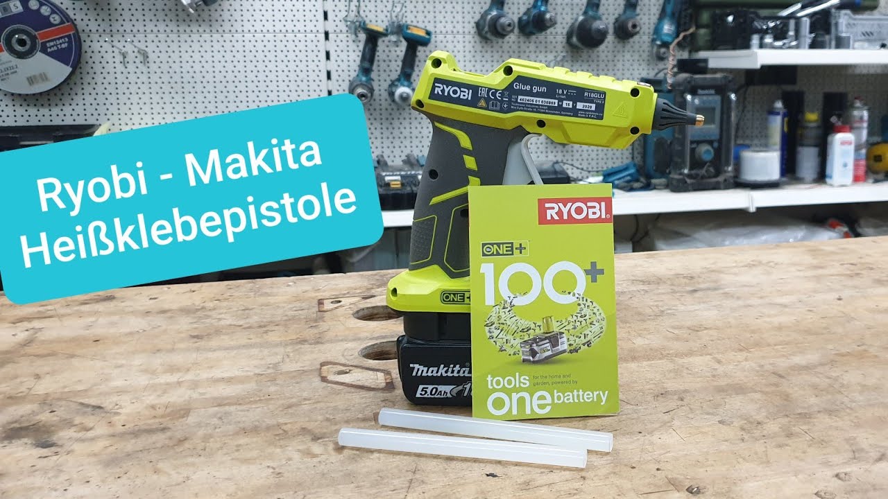 Ryobi Akku-Heissklebepistole mit Makita 18V Akkus (R18GLU-0 -- BL1860B)