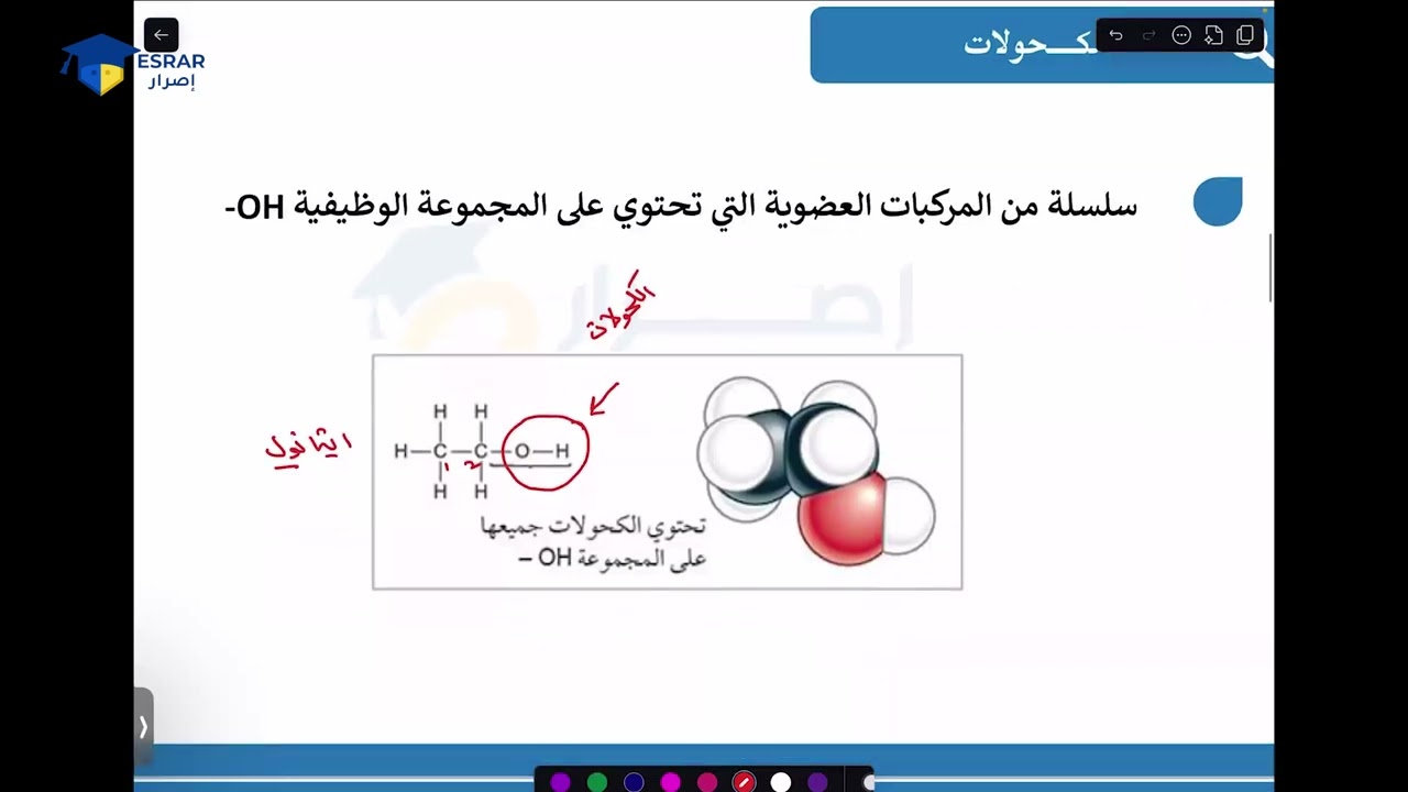 شرح درس الكحولات – كيمياء الصف العاشر | مبسط وسهل