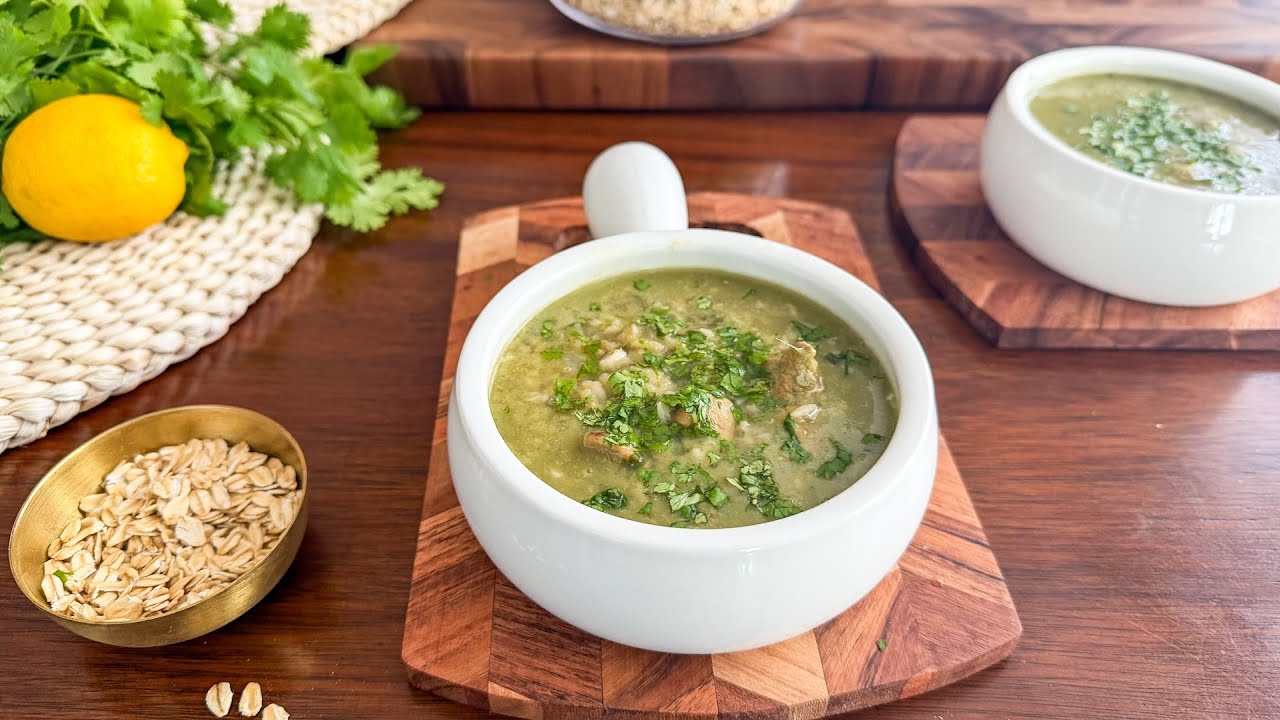 Chicken rolled oat soup