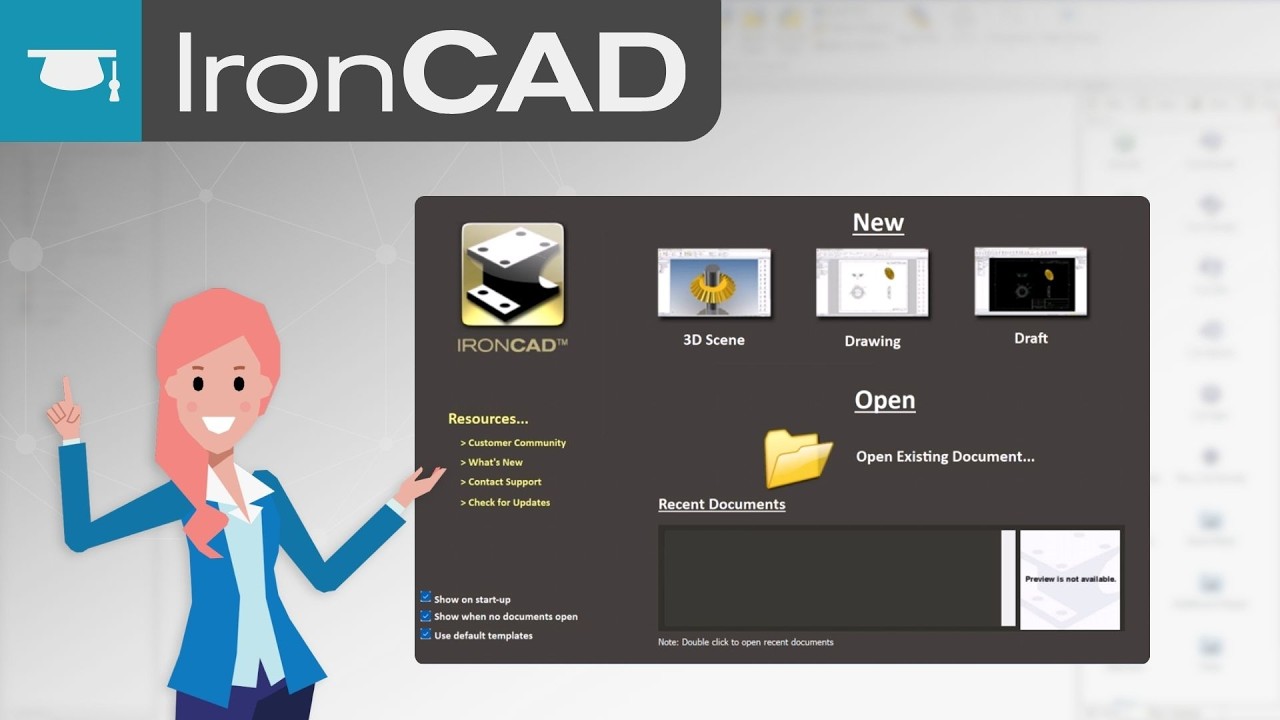 IronCAD Getting Started | Welcome Window and Design Modes