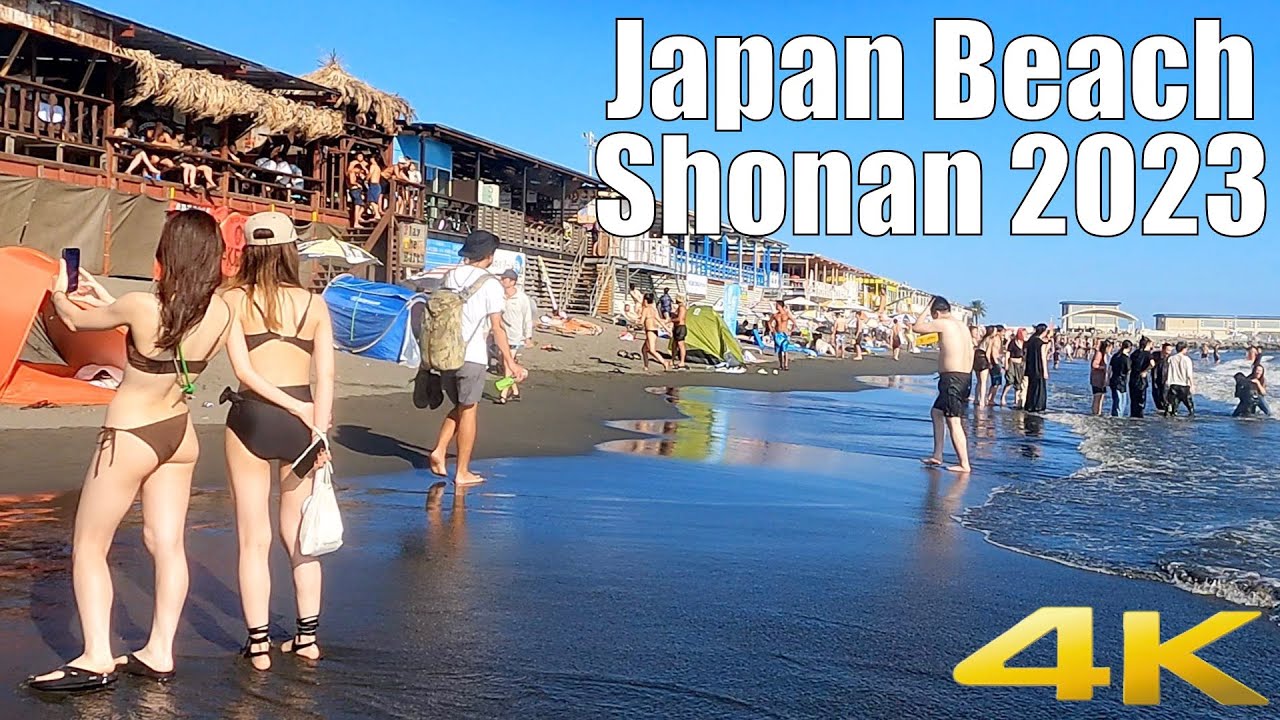 The most popular beach near Tokyo.午後のビーチウォーク！片瀬西浜海水浴場ビーチ2023.7. The height of summer. #海水浴 #beach
