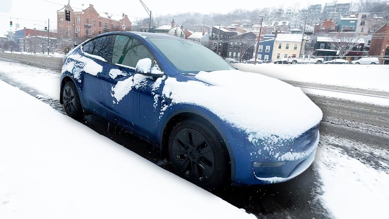 Winter Car Camping Alone in My Tesla Model Y