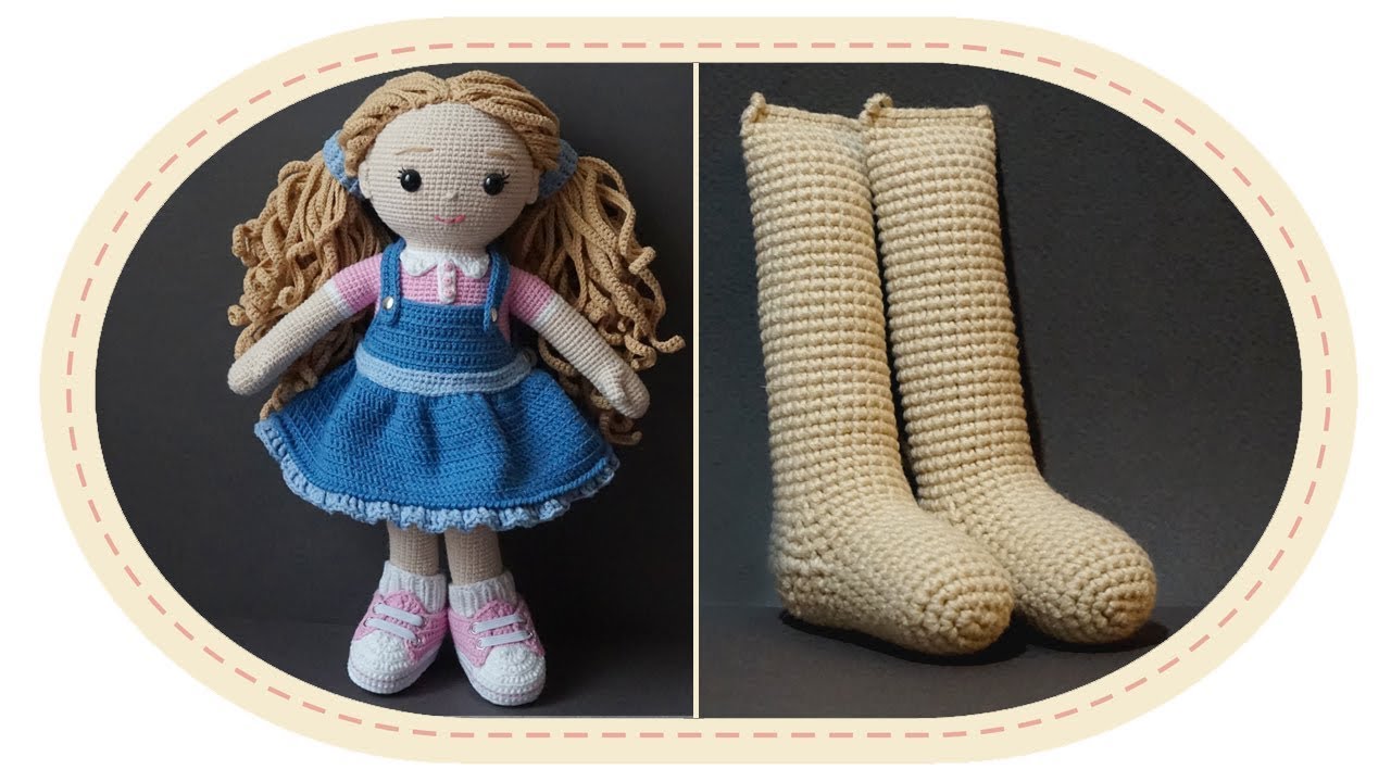 Вязаная кукла крючком Розали, часть 1 (ноги). Crochet doll Rosalie, part 1 (legs).
