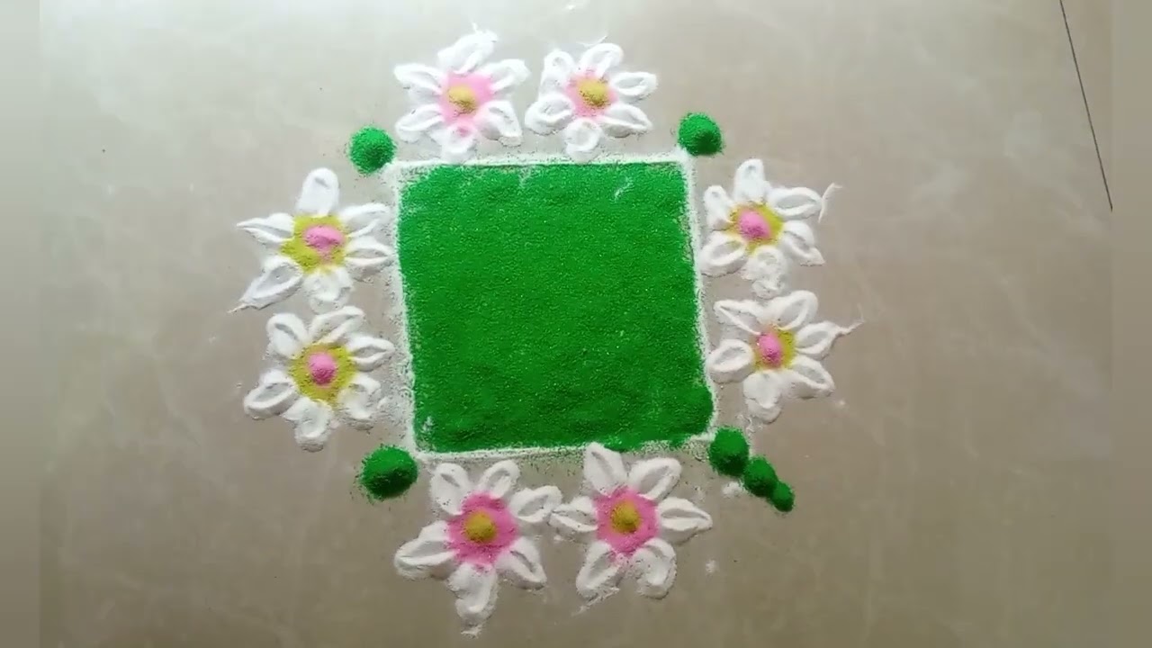  Beautifull square Rangoli 🌹🌸 like subscribe @ new rangoli 🤗