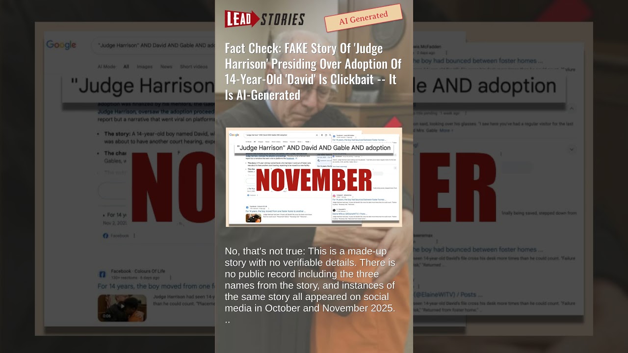 Fact Check: FAKE Story Of Judge Harrison' Presiding Over Adoption Of 14-Year-Old 'David -- Clickbait