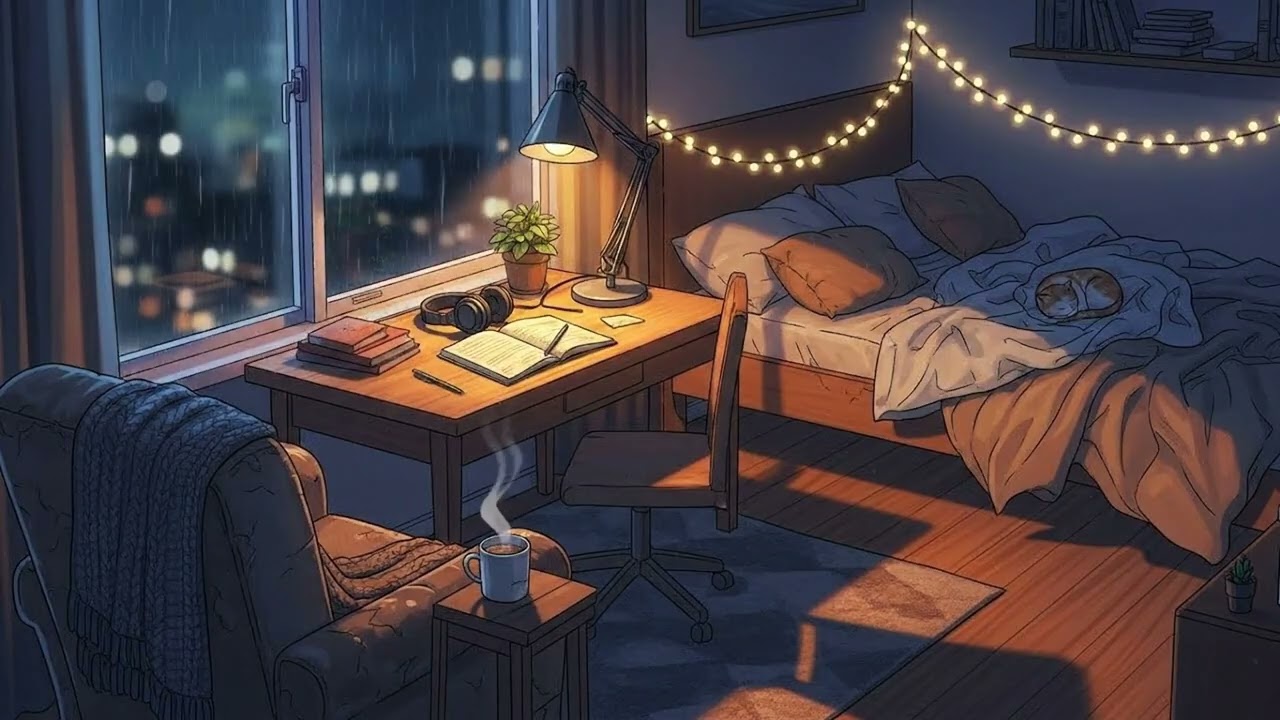 Late Night Rain in a Warm Bedroom | Lofi Music for Relaxation
