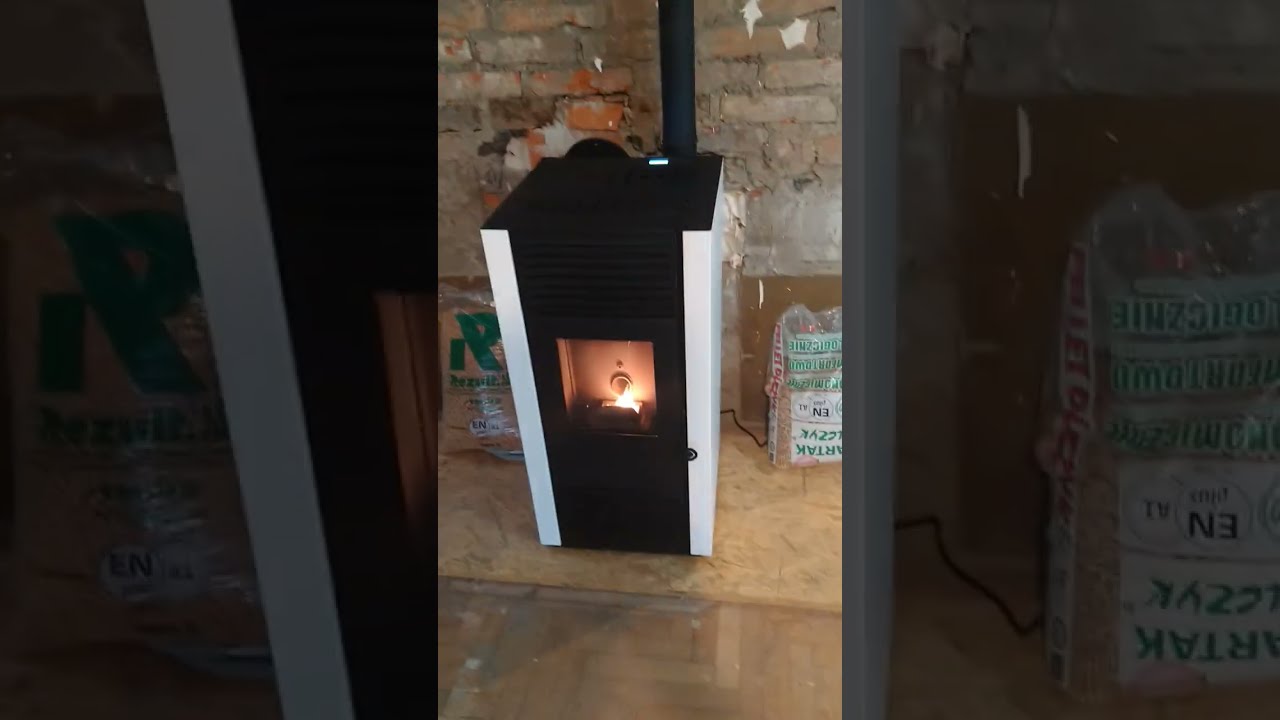 Piec, piecyk, kominek na pelet pellet Marisa 9 kW+DGP domek z bala całoroczny ogrzewanie nadmuchowe