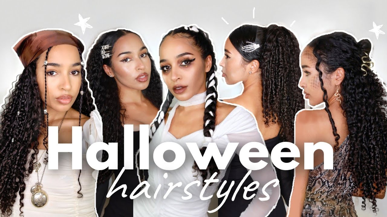 5 EASY HALLOWEEN HAIRSTYLES on CURLY HAIR 🎃
