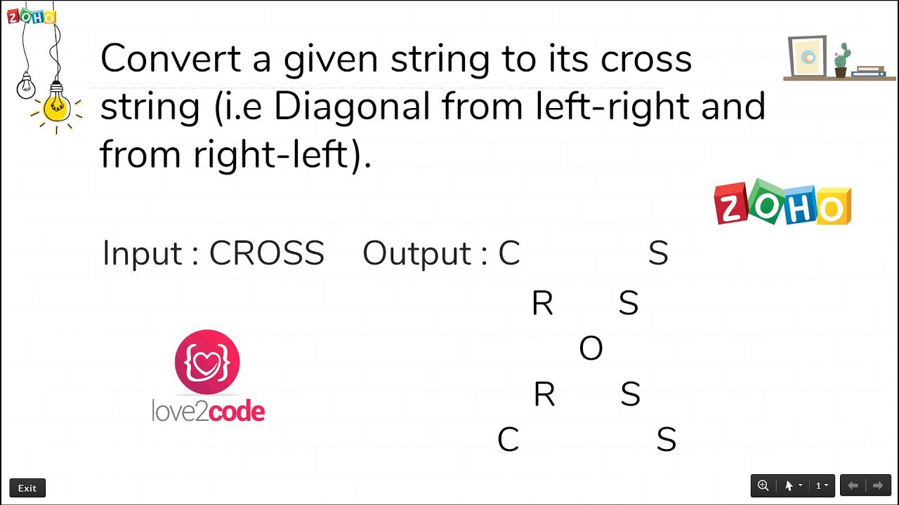 Cross String Pattern - Java ( Zoho Interview Question - 1 )