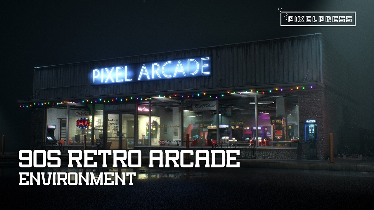 PixelPress - 90s Retro Arcade Environment & Props