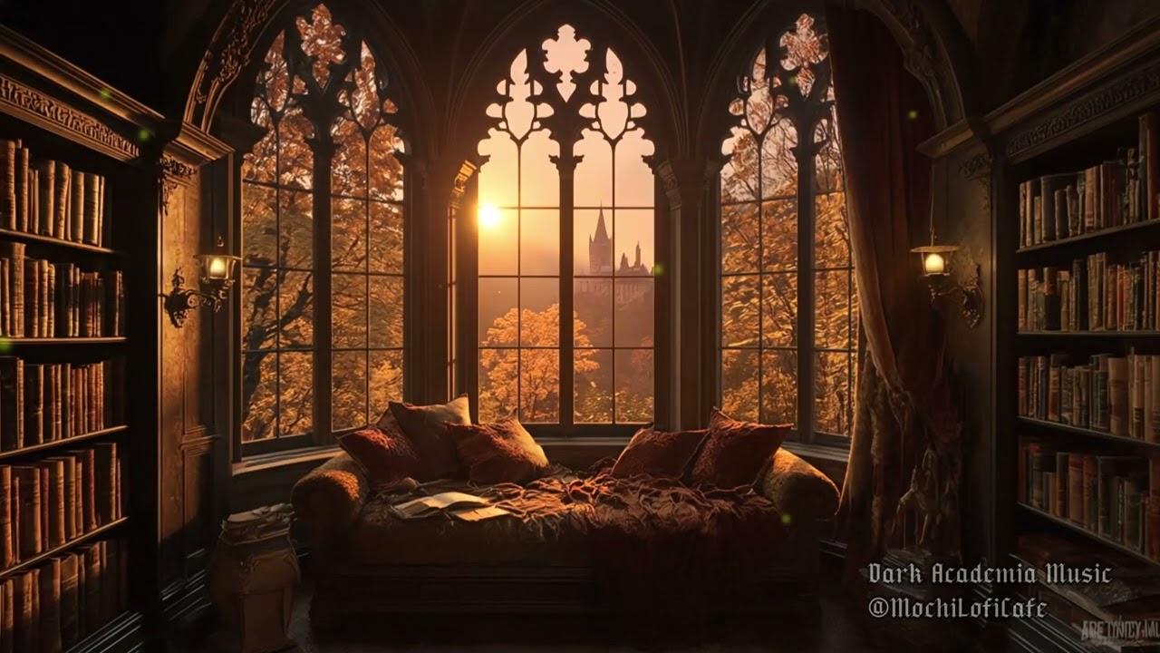 You're Studying in Fantasy Castle Library | Dark Autumn Music for Study, Reading, Writing