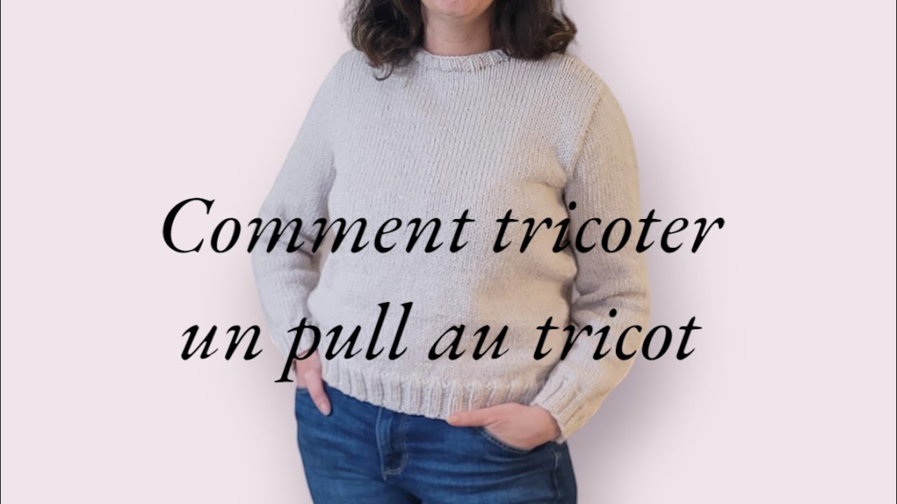 Pull col rond taille L au tricot facile aux aiguilles droites