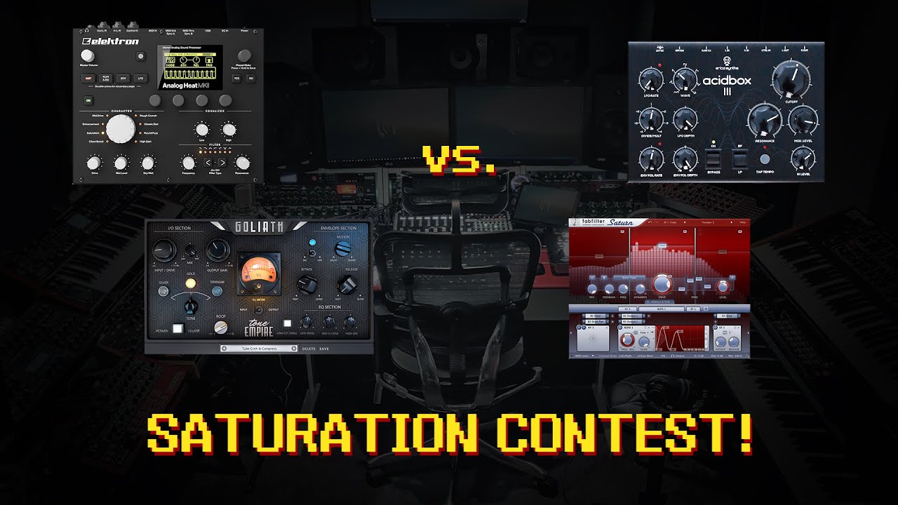 Analog Heat MKII vs Acidbox III vs Saturn vs Goliath. ANALOG vs VIRTUAL saturation CONTEST!