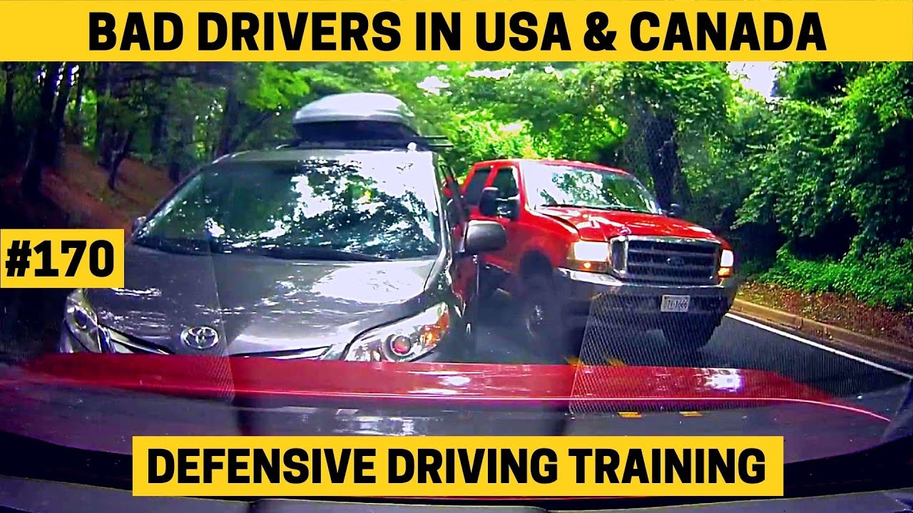 Defensive Driving Training #170 | Bad Drivers & Driving Mistakes in USA & Canada (w/ Commentary)