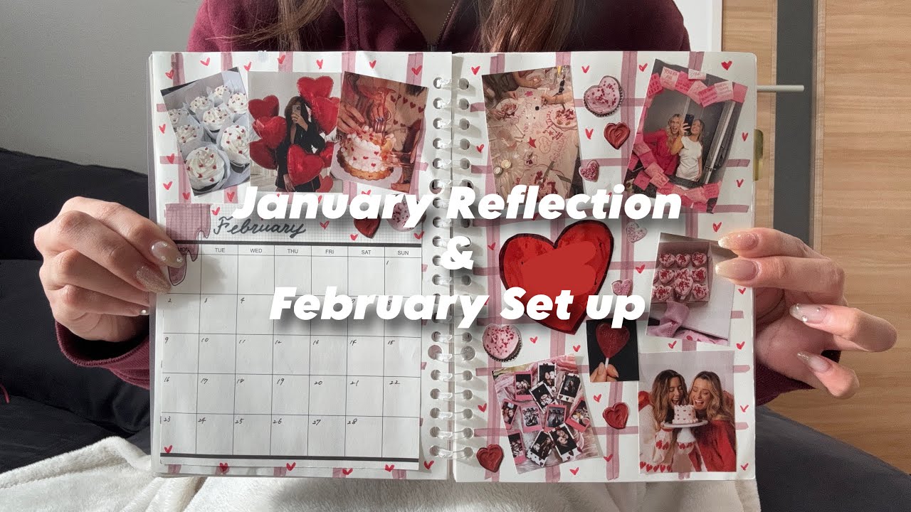 [バレットジャーナル]1月の振り返りと2月のページを作った📖✍🏼✍🏼✨再現しながら説明もしてみた😙😙💞