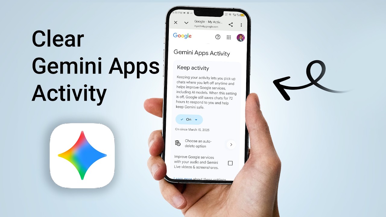 Как очистить историю активности приложений Gemini на Android