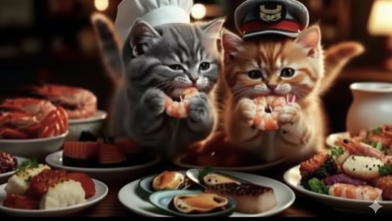 ASMR Cats Eating Seafood 🐱🦐 | Relaxing Cat Food Sounds