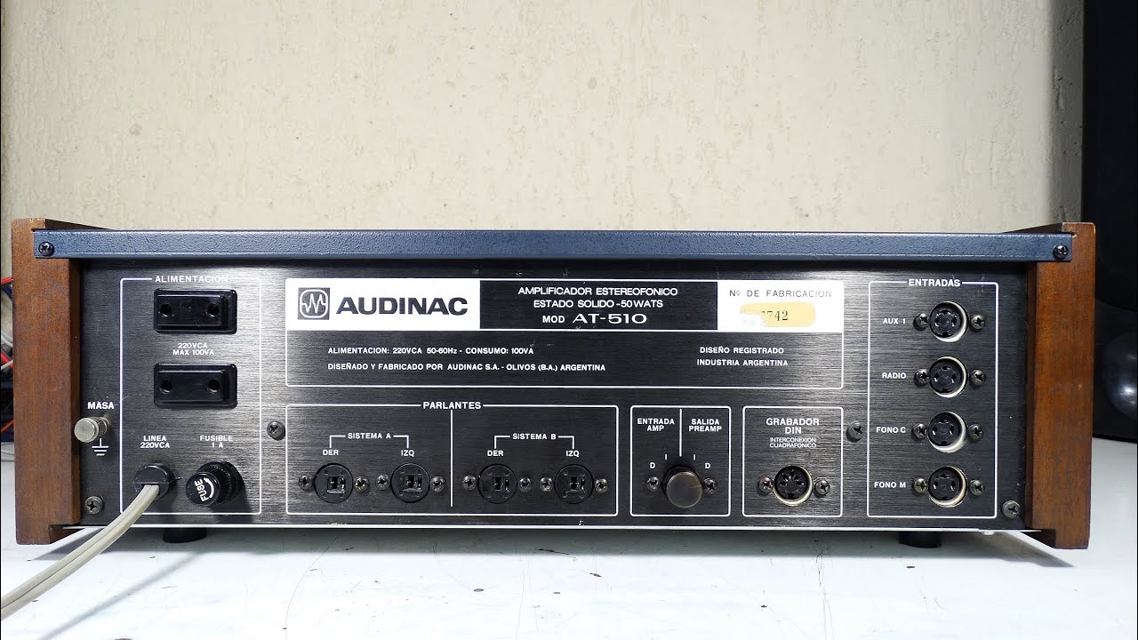 COMO CONECTAR DISPOSITIVOS EN UN AMPLIFICADOR INTEGRADO AUDINAC AT-510 ARGENTINA 1976 TUTORIAL