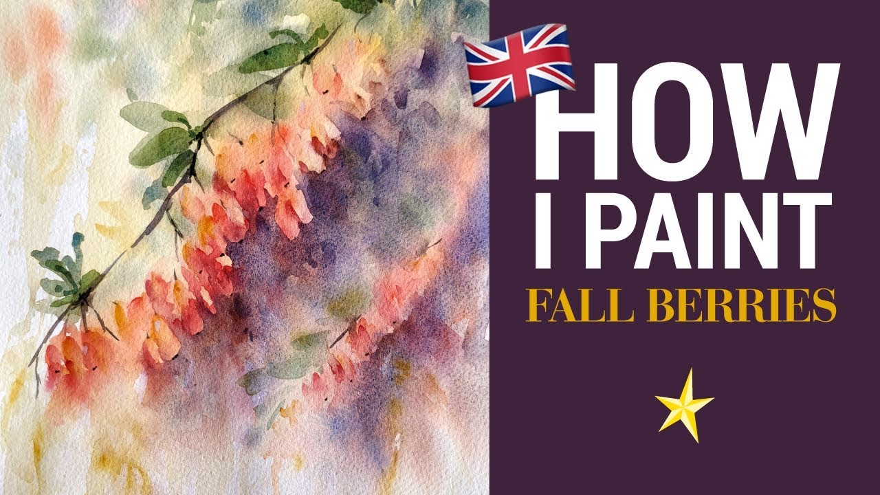 Fall berries in watercolor - ENGLISH VERSION