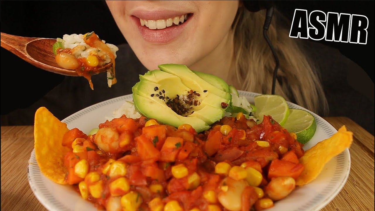 ASMR CHILI SIN CARNE w/ RICE + NACHOS + AVOCADO | MUKBANG EATING SOUNDS No Talking 먹방 | Kasmia ASMR