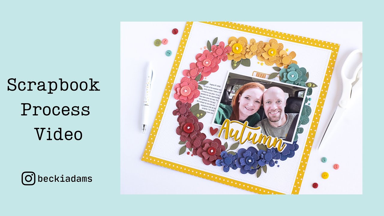 Autumn Wreath Layout | Scrapbook process video | Simple Stories | Becki Adams