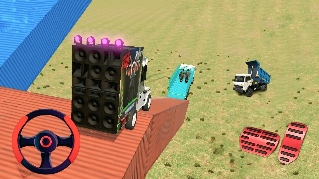 Double DJ Full Setup on One Truck 😱🔥 | Crazy Balance Test Game #truck #dj #bike 