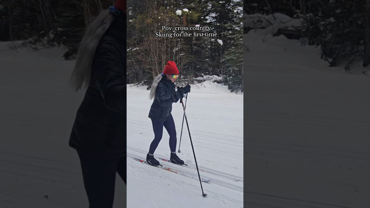 Вид от первого лица: Впервые катаюсь на лыжах ⛷️ | Я стараюсь изо всех сил 😭 