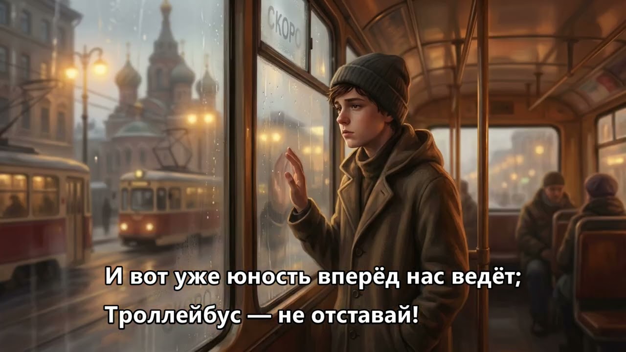 Trolleybus on Mira St. Троллейбус на улице Мира