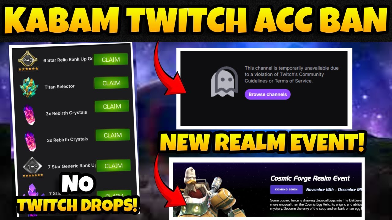 KABAM TWITCH BAN!? 😱 NO DROPS FOR PLAYERS! NEW REALM EVENT + BRUTAL DLX RETURNS! | MCOC NEWS