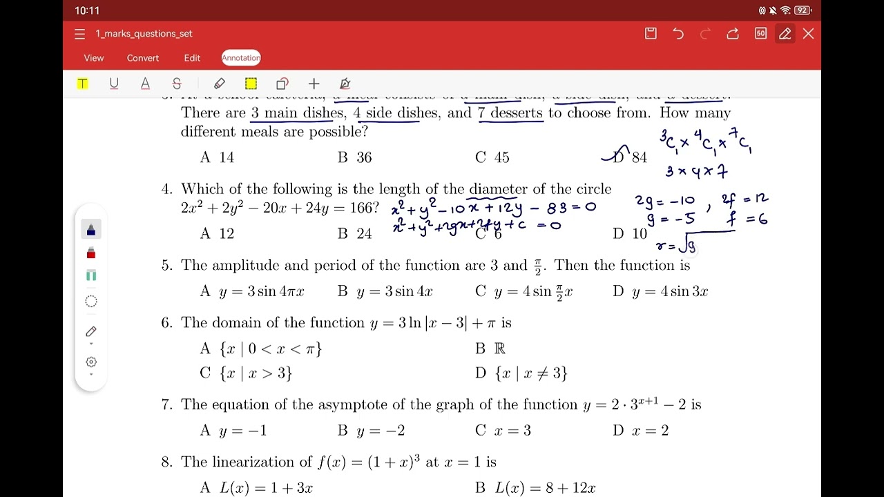 2026 Maths Journal Sample Questions, SECTION A 