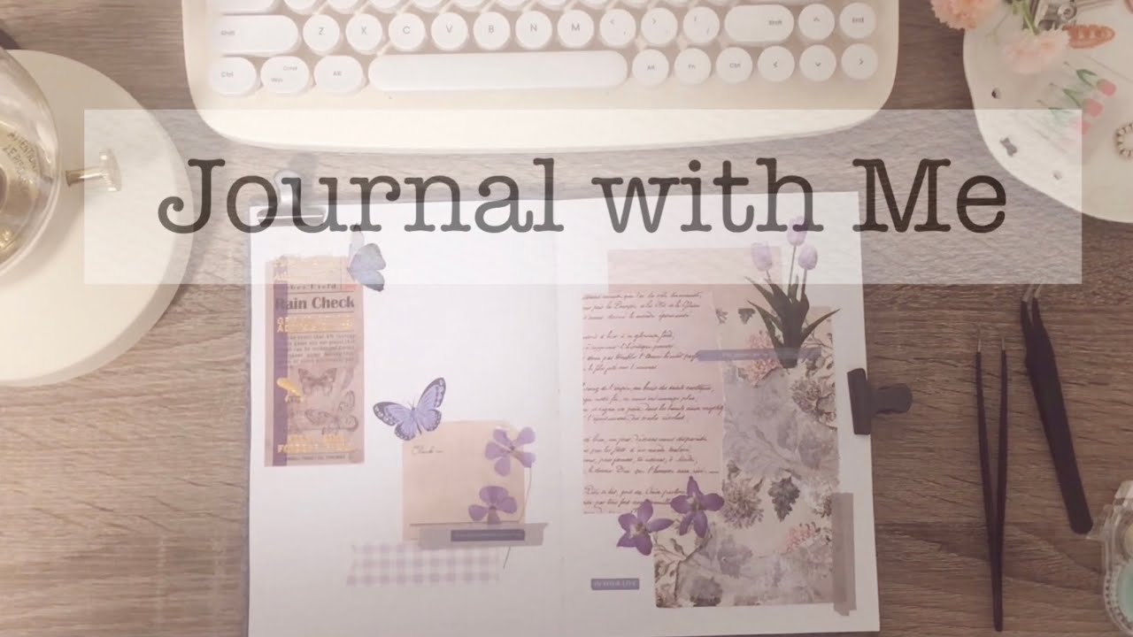 ASMR, Journal with me, vintage journal, scrapbooking idea, purple theme scrapbook, 빈티지 다꾸, 보라색 테마 다꾸