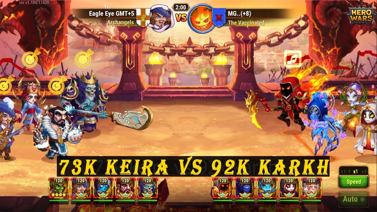 73k keira vs 92k karkh team fight | Hero Wars mobile