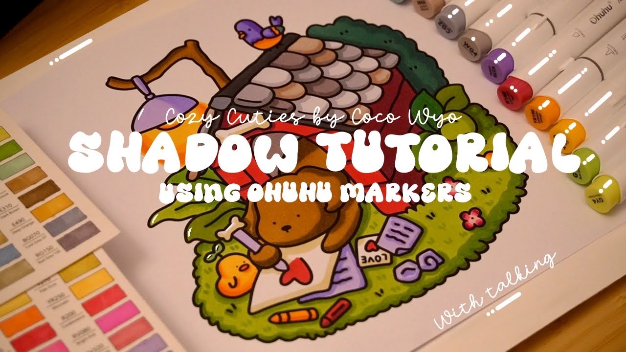 Как раскрасить тени 🐶💕 С помощью маркеров Ohuhu 🌱✏️ Урок (с комментариями) ✨ &laquo;Cozy Cuties&raquo; от Coc...