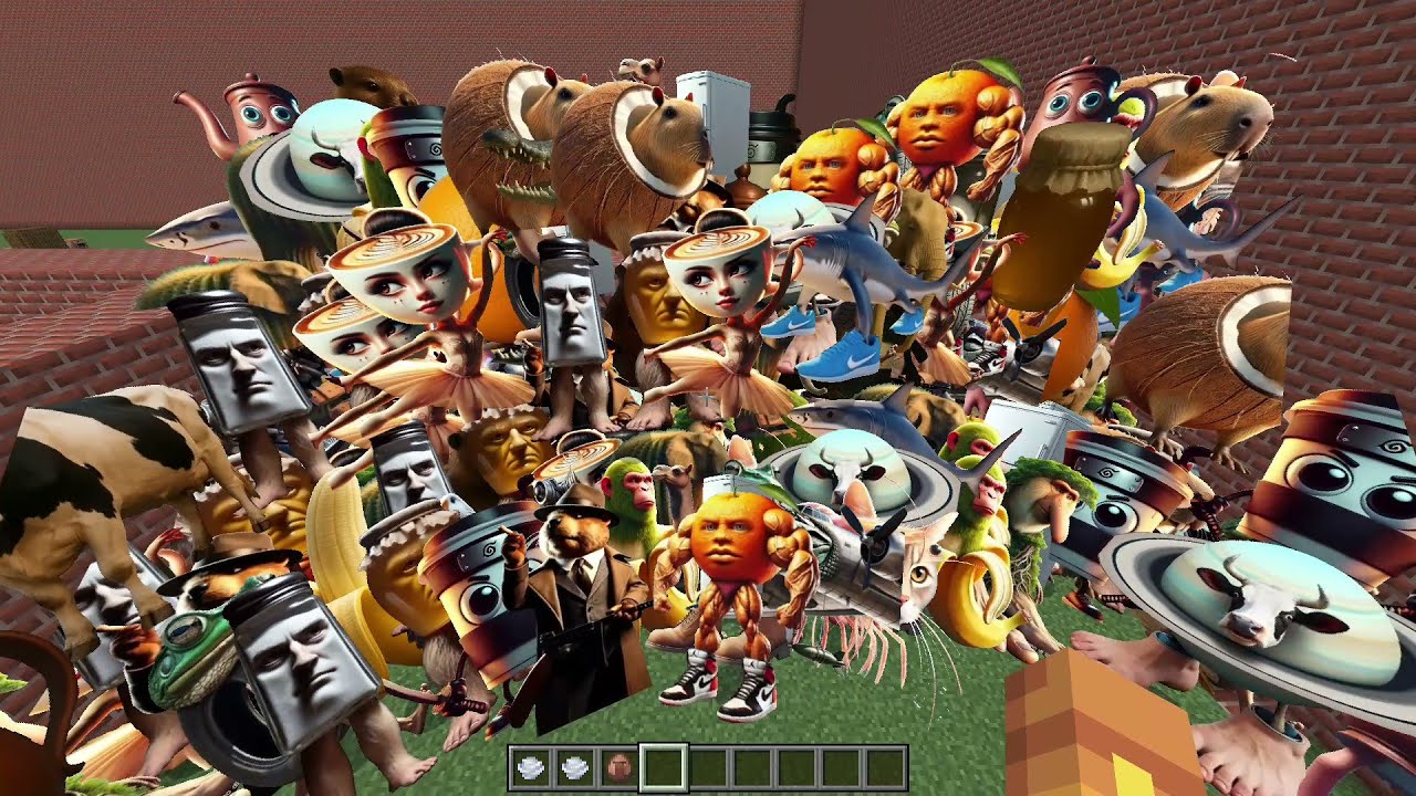 Too Much ALL Cursed Brainrot and Normal Version Brainrot Nextbot in GMOD MAZE Minecraft PE MOD
