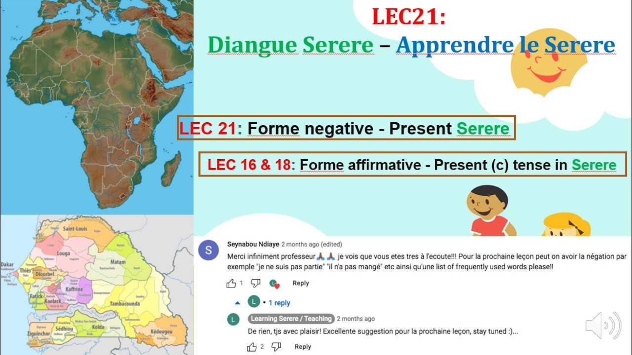 Serere Lesson 21 Fr: Forme negative - Present en Serere - Boug, Ret, Gar-Diang-Jeg etc...
