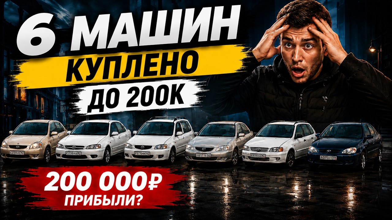 Тачка за полтос. Купил шесть машин и заработал 200К. Прибыль на тачках по низу рынка