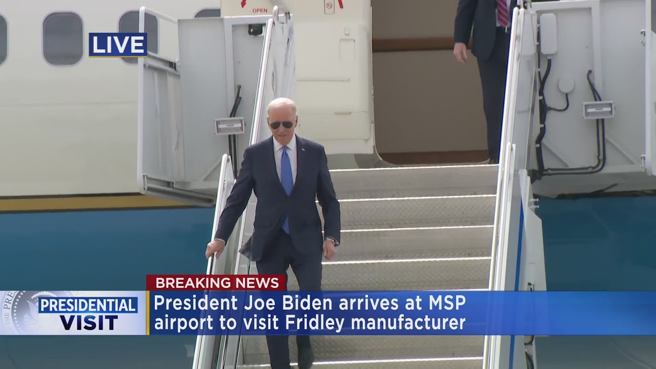 President Biden arrives at MSP Airport ahead of visit to Fridley manfacturer