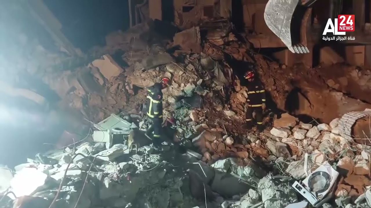 شاهد تدخل الفرق السينوتقنية للحماية المدنية الجزائرية على مستوى حي بستان القصر بسوريا