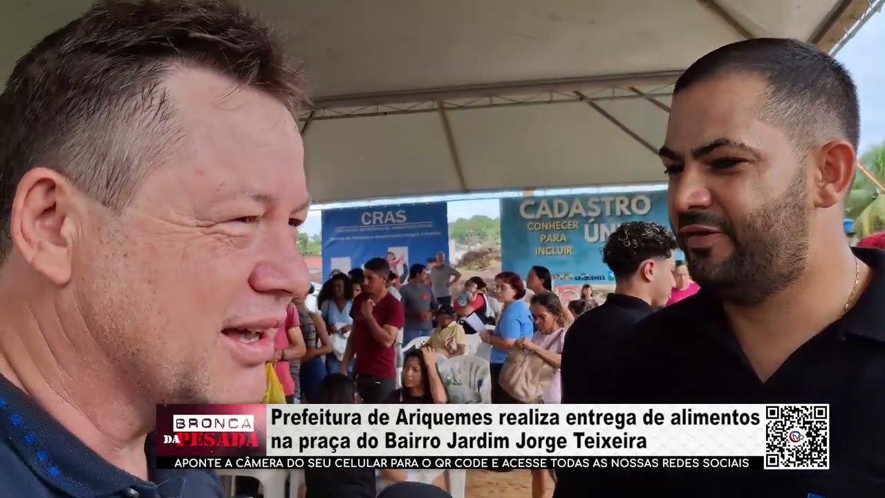Prefeitura de Ariquemes realiza entrega de alimentos na praça do bairro Jardim Jorge Teixeira