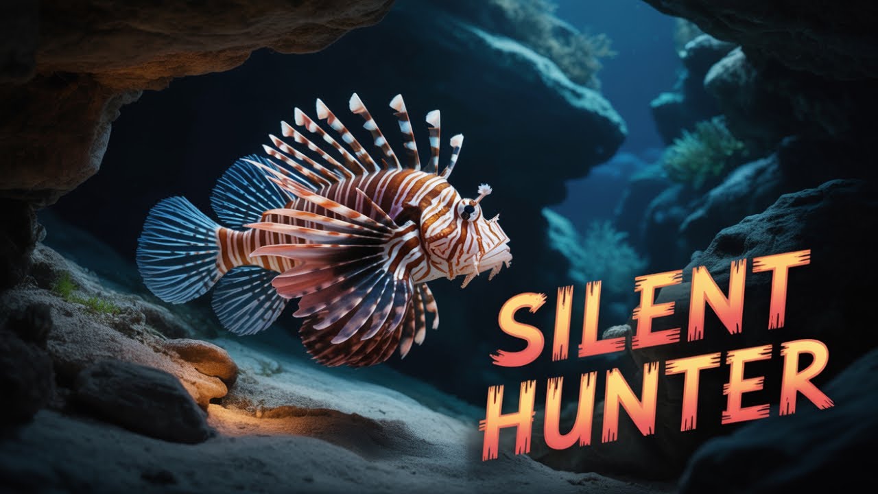 Zebra Lionfish Swimming in Slow Motion | Hypnotic