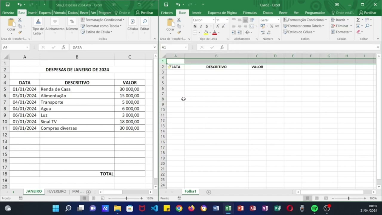 Excel Com Base