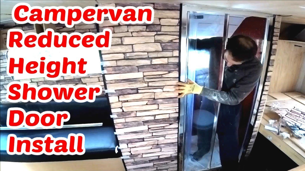 Fitting A Reduced Height Shower Door In Campervan Bathroom & Frosting Glass
