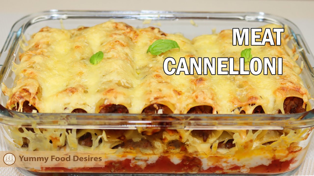 Cannelloni with minced meat | Italian meat dish with béchamel sauce and cheese | Meat cannelloni
