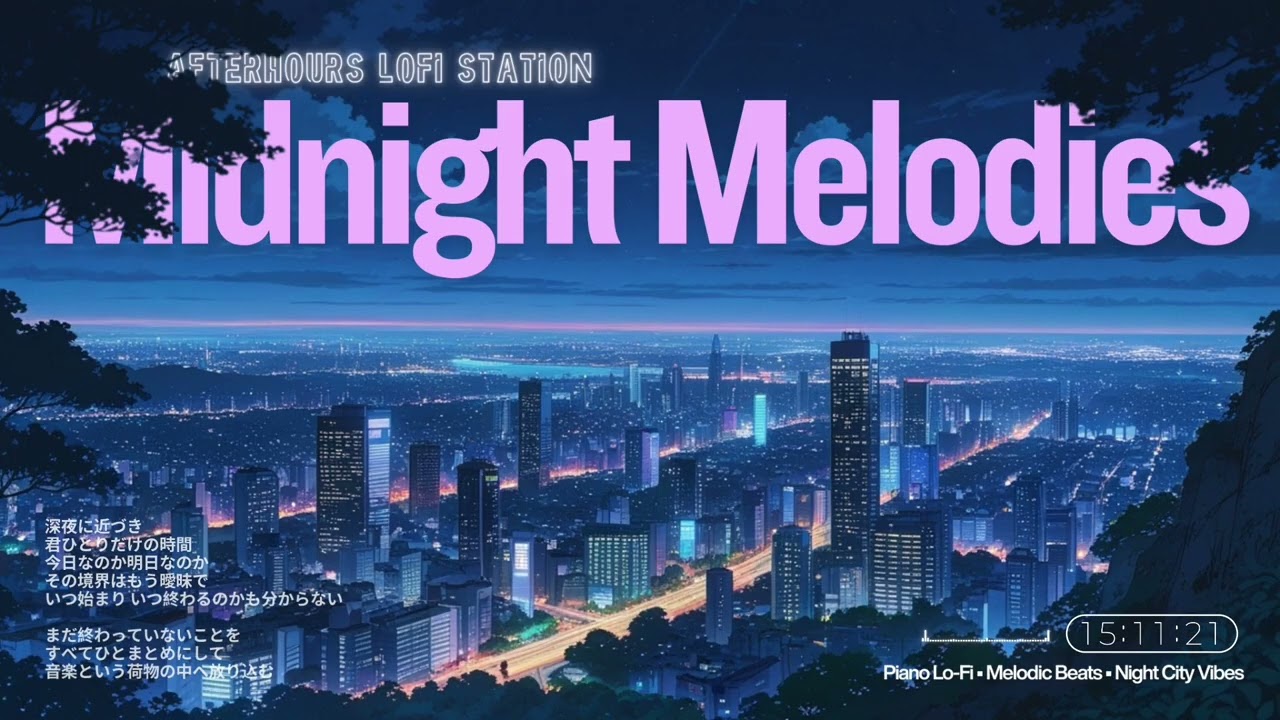 Midnight Melodies 🌙 Melodic Japanese Lo-Fi with Piano & Heavy Beats for Study, Work, and Relax