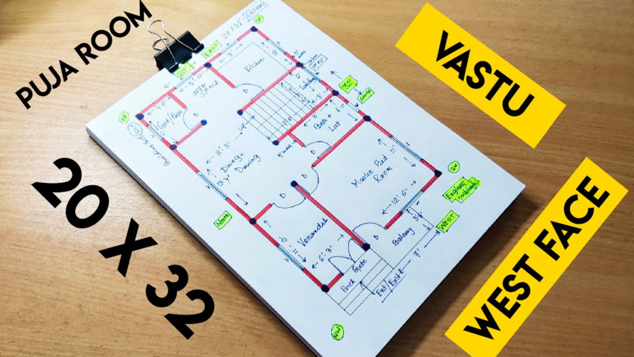 West face 20 x 32 house plan design as per vastu II 20 x 32 ghar ka naksha II 640 sqft house plan